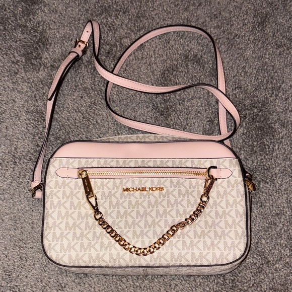 Michael Kors Handbags - Michael Kors Pink and Cream Crossbody Bag